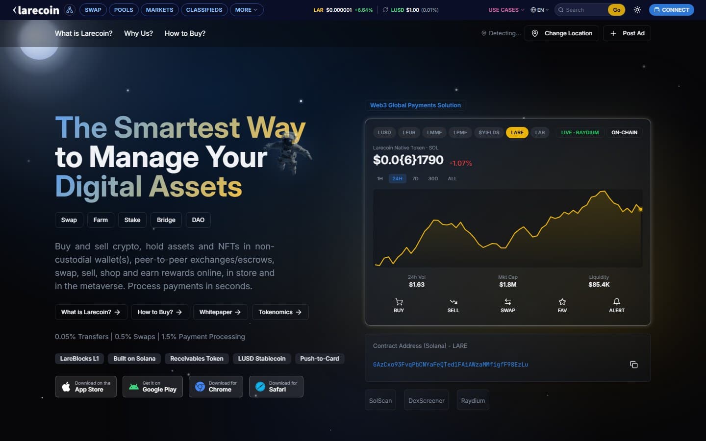 Larecoin Web3 payments dashboard